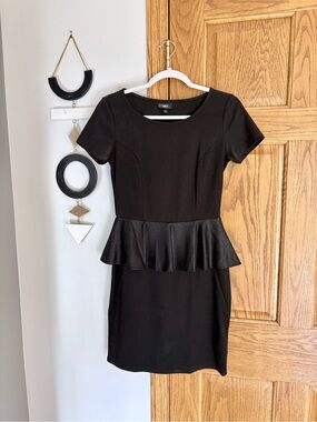 Mossimo Supply Co. Black Short-Sleeve Peplum Mini Dress